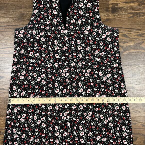 J Jill Wearever Collection Dress Womens Medium Black Floral Sleeveless Midi - Picture 7 of 12